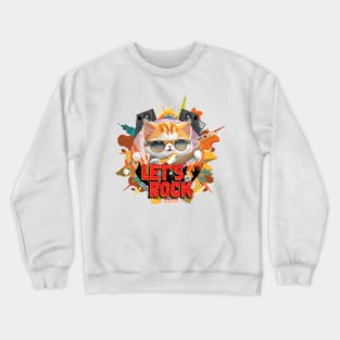 Pets, Cute Kitty Let's Rock Crewneck Sweatshirt